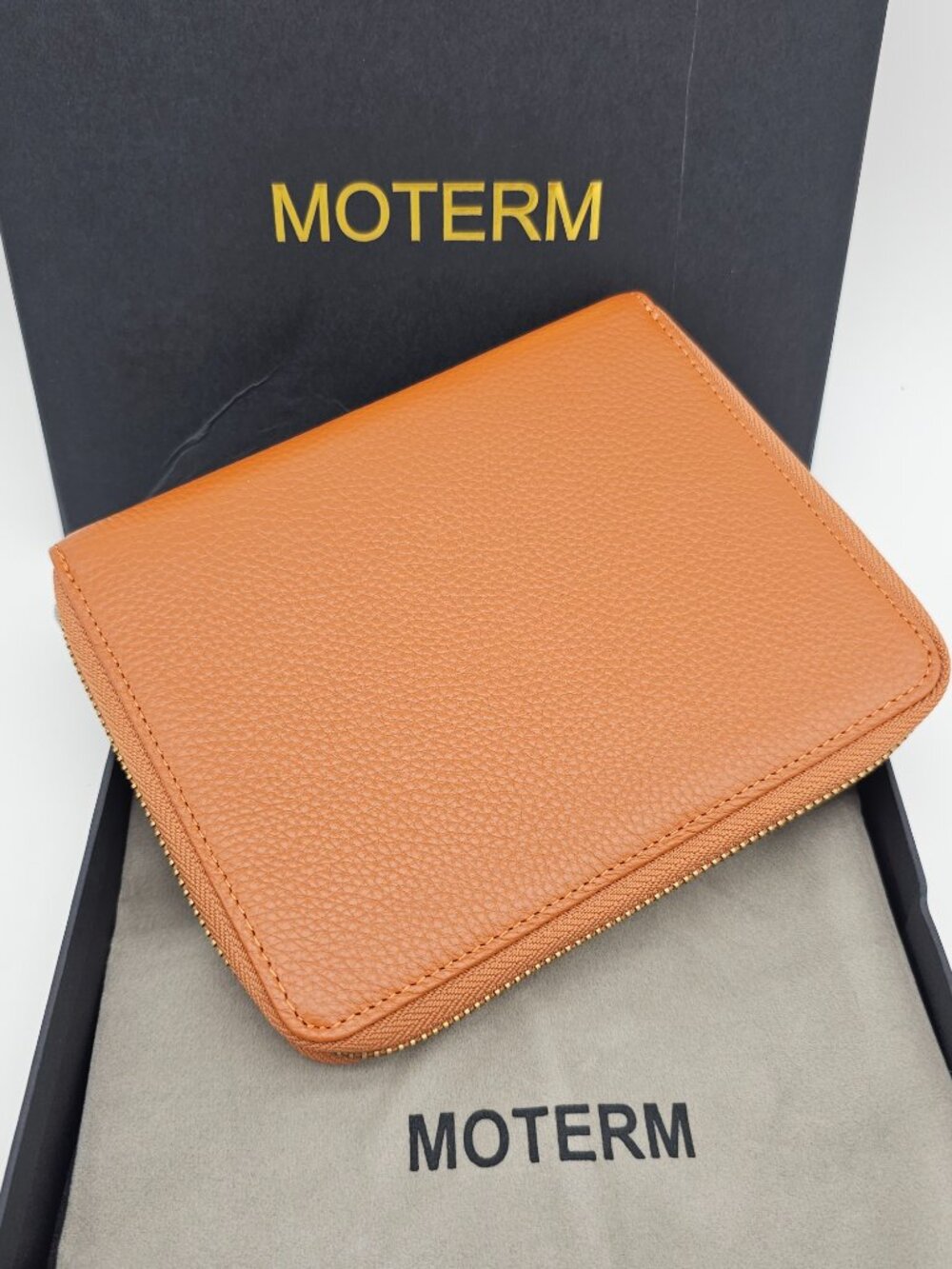 Moterm A6 Zip Planner Cover Pebbled Burnt Orange Leather NWT